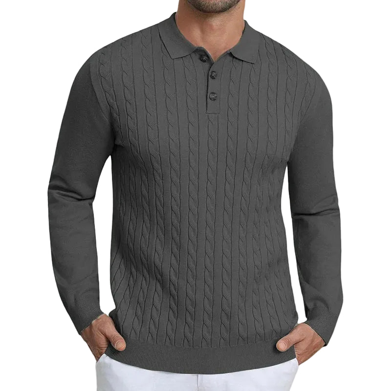 The Cable Knit Polo Jumper by Belgrave Club – view 1